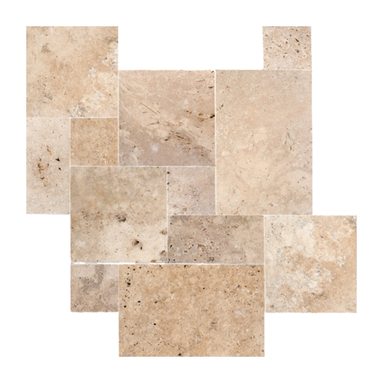 Peças de travertino French Pattern em tamanhos variados